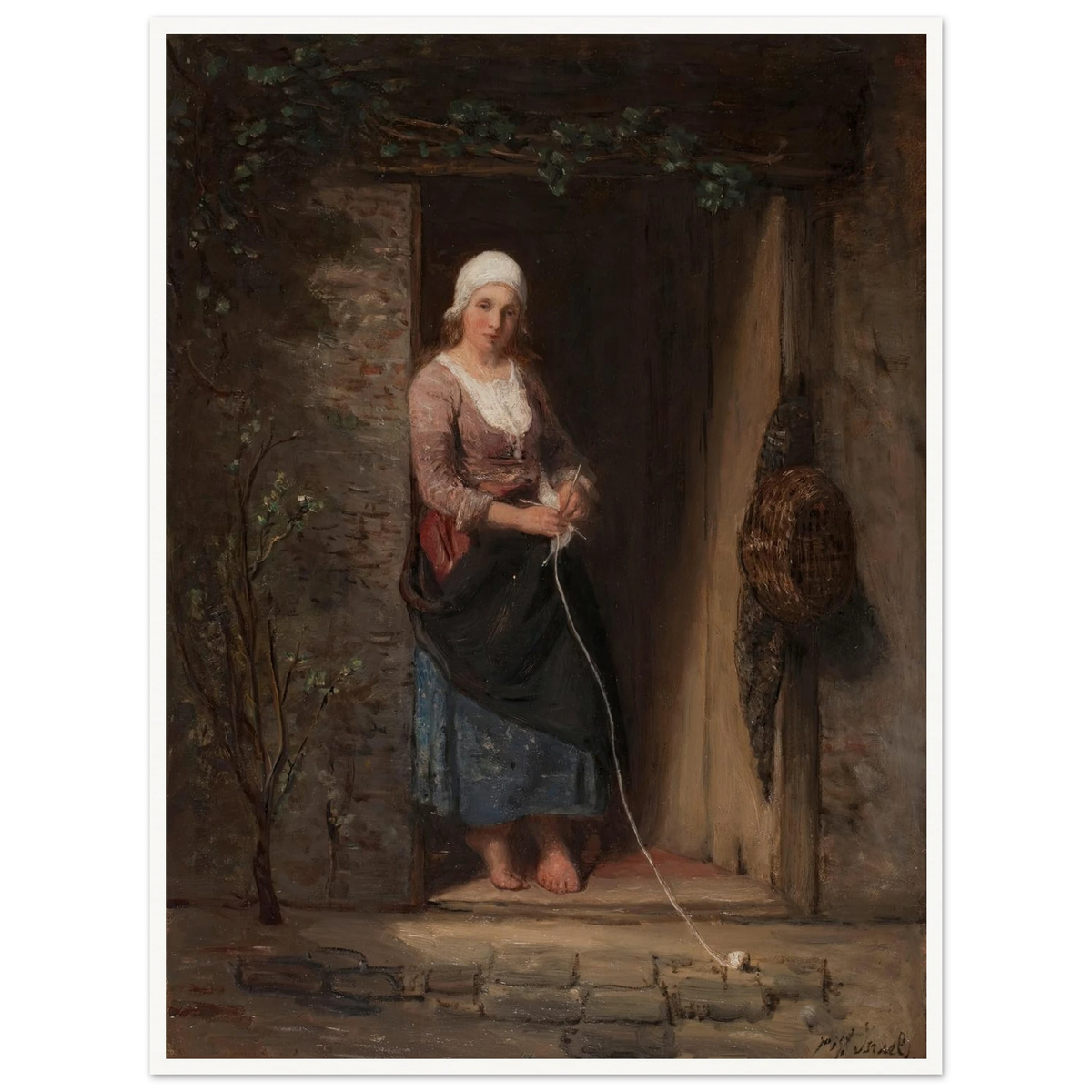 Reverie Art Print | Jozef Israels - Framed Poster - 30x40 cm / 12x16″ - Black frame