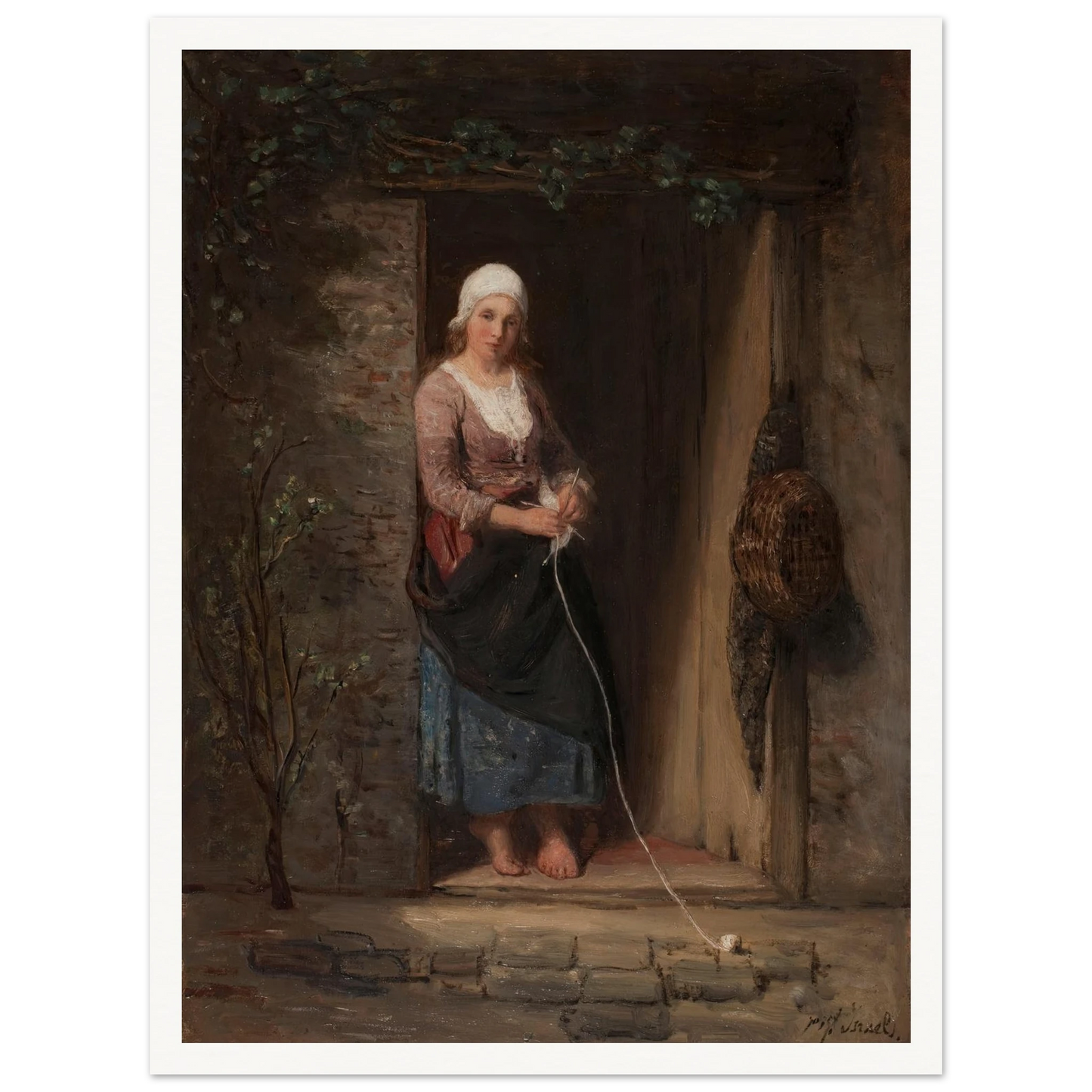 Reverie Art Print | Jozef Israels - Framed Poster - 30x40 cm / 12x16″ - Black frame