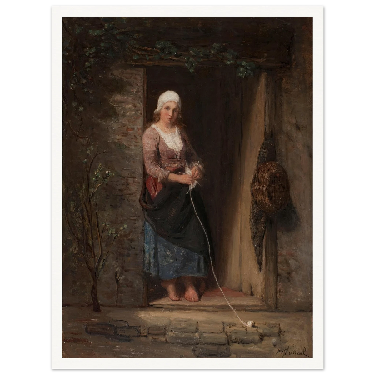 Reverie Art Print | Jozef Israels - Framed Poster - 30x40 cm / 12x16″ - Black frame