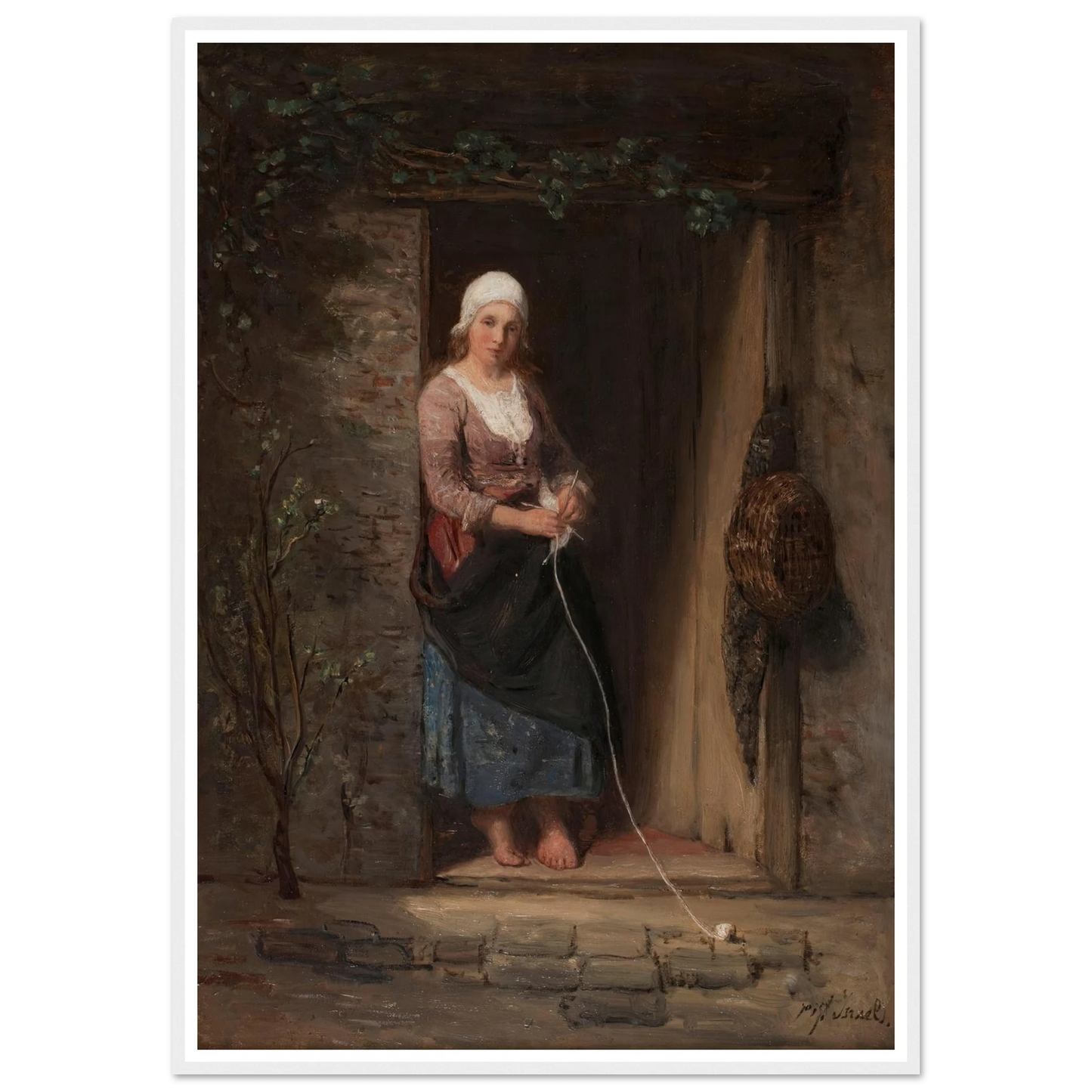 Reverie Art Print | Jozef Israels - Framed Poster - 30x40 cm / 12x16″ - Black frame