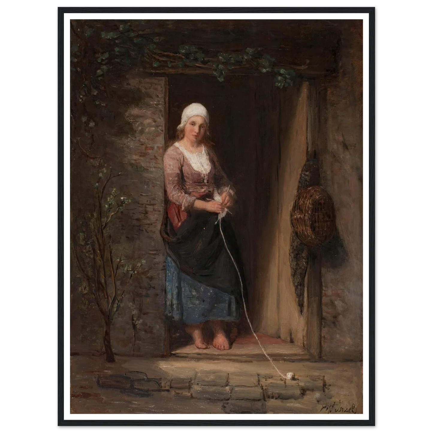 Reverie Art Print | Jozef Israels - Framed Poster - 30x40 cm / 12x16″ - Black frame