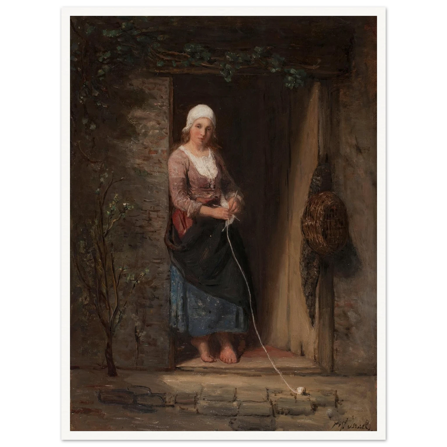 Reverie Art Print | Jozef Israels - Framed Poster - 30x40 cm / 12x16″ - Black frame