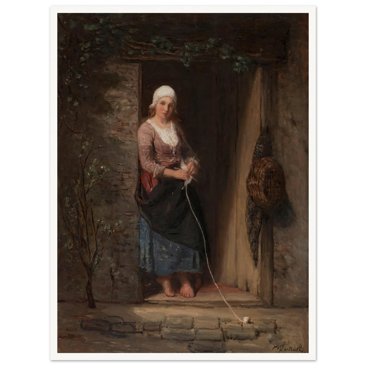 Reverie Art Print | Jozef Israels - Framed Poster - 30x40 cm / 12x16″ - Black frame