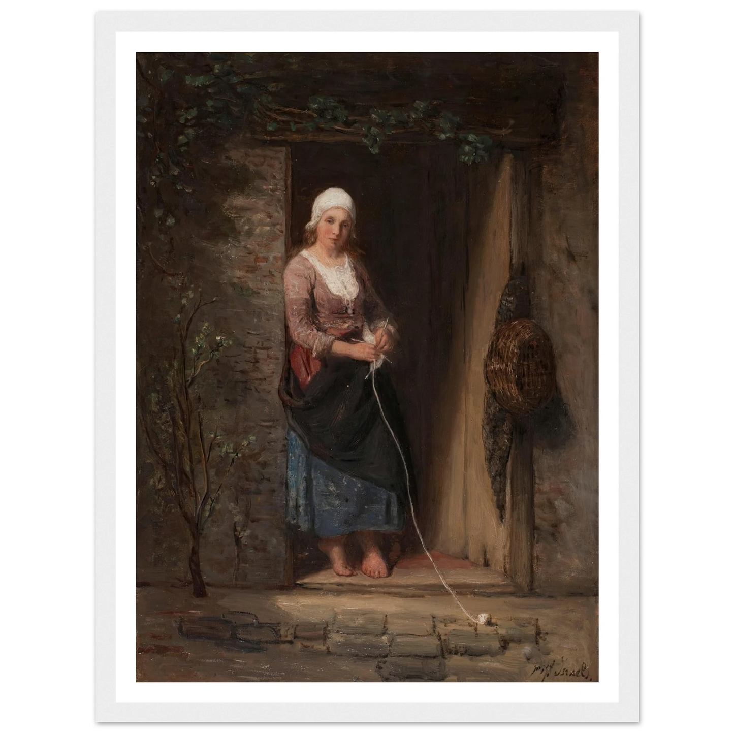 Reverie Art Print | Jozef Israels - Framed Poster - 30x40 cm / 12x16″ - Black frame