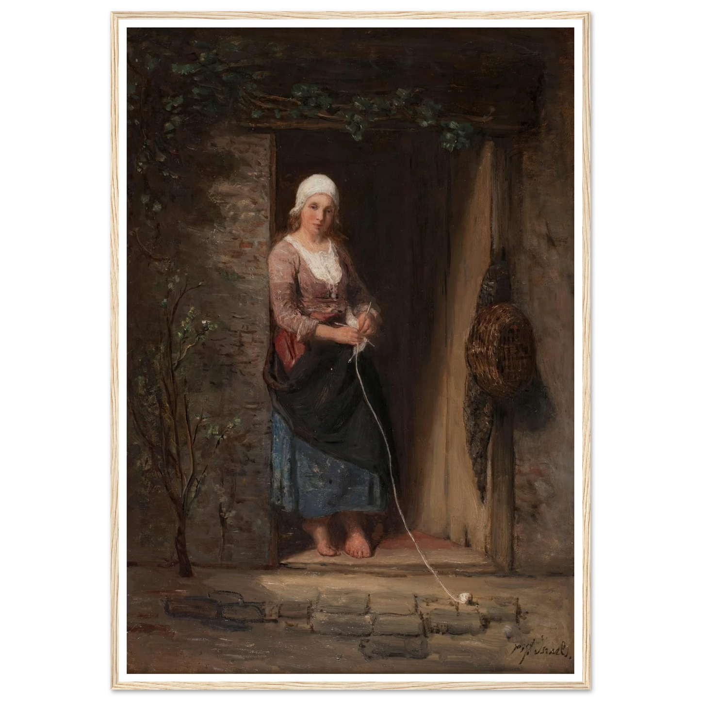 Reverie Art Print | Jozef Israels - Framed Poster - 30x40 cm / 12x16″ - Black frame