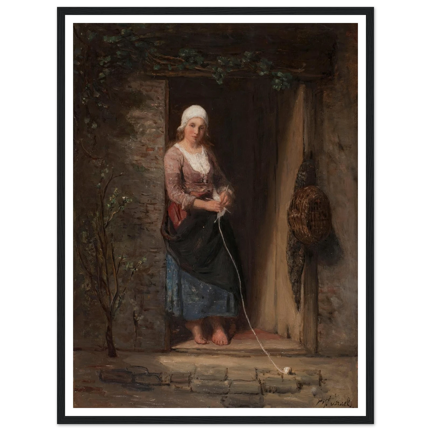 Reverie Art Print | Jozef Israels - Framed Poster - 30x40 cm / 12x16″ - Black frame