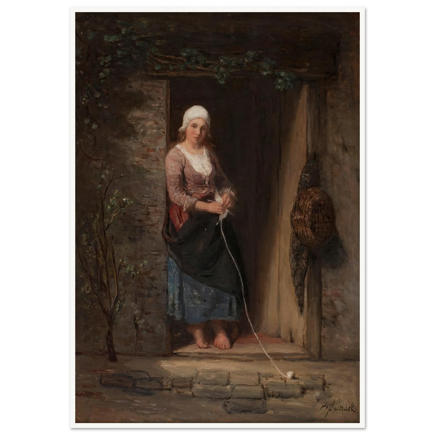 Reverie Art Print | Jozef Israels - Framed Poster - 30x40 cm / 12x16″ - Black frame