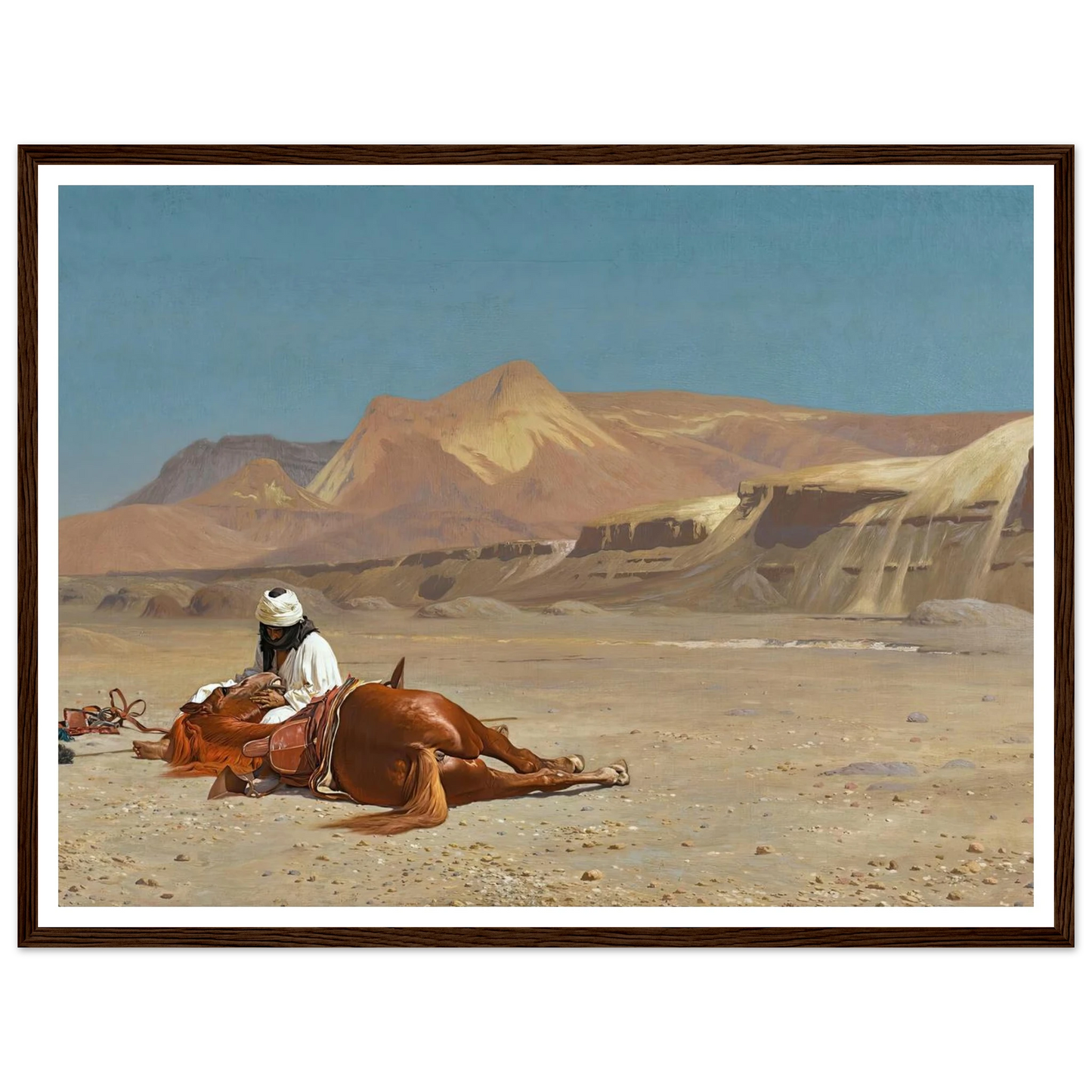 Rider and His Steed In The Desert Art Print | Jean Leon Gerome - Framed Poster - 30x40 cm / 12x16″ - Black frame