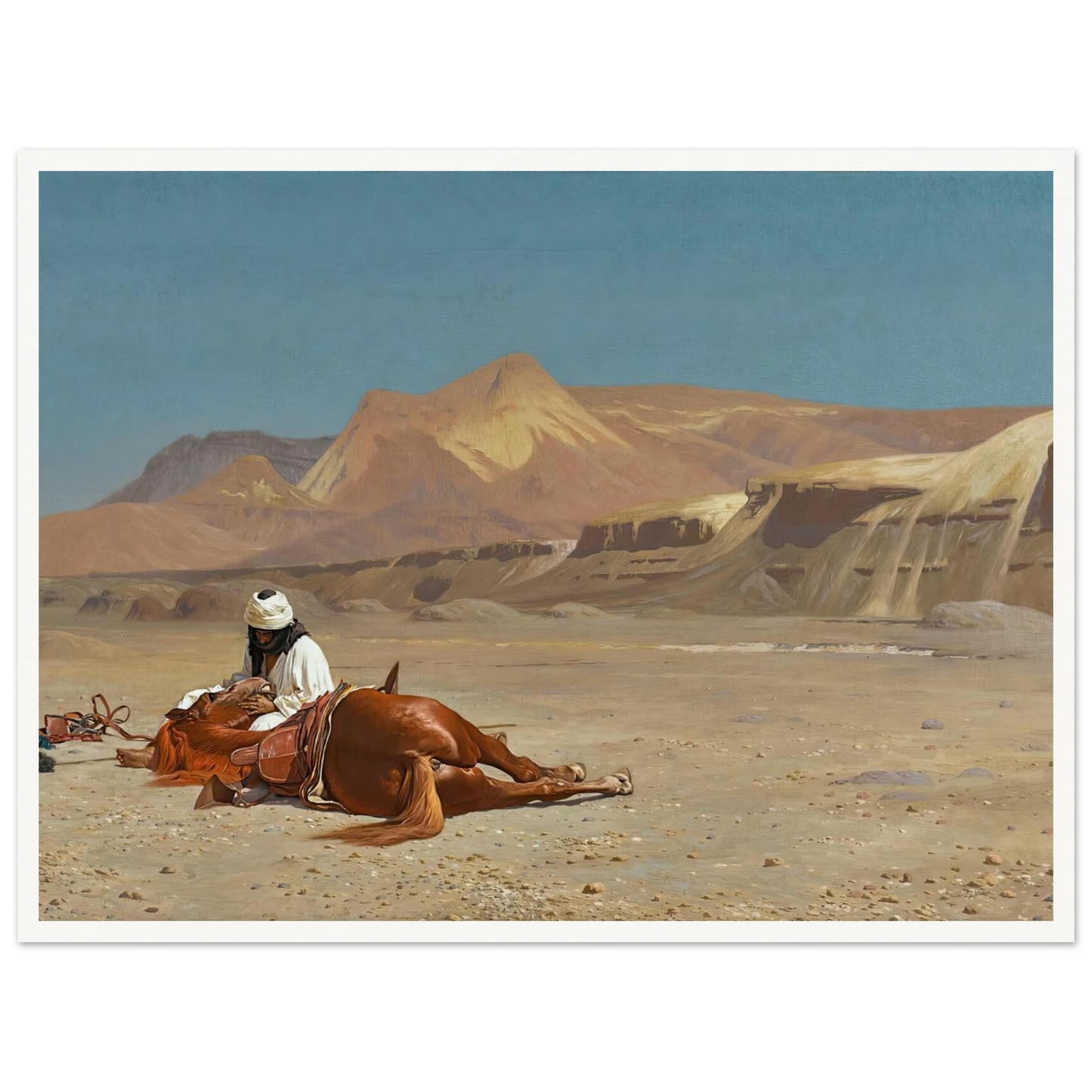 Rider and His Steed In The Desert Art Print | Jean Leon Gerome - Framed Poster - 30x40 cm / 12x16″ - Black frame