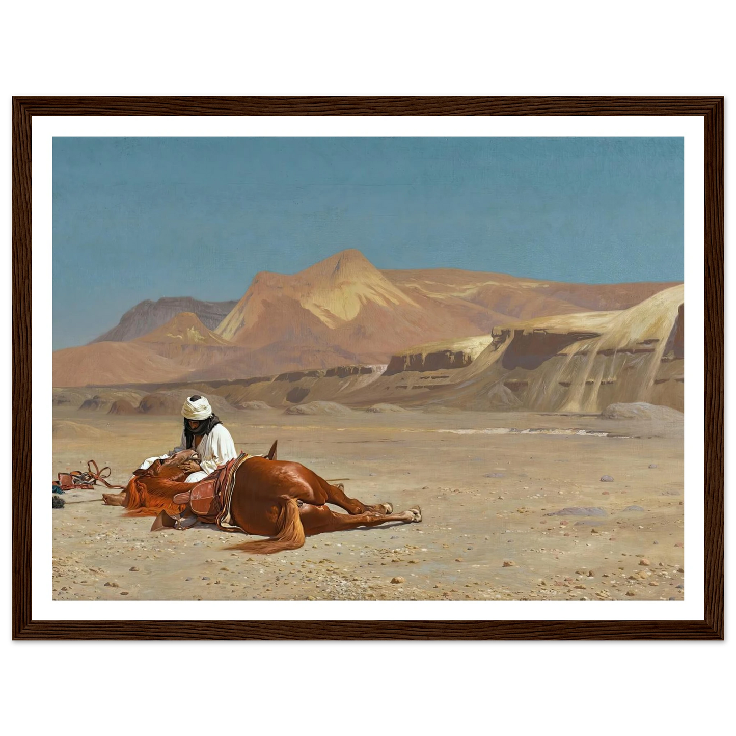 Rider and His Steed In The Desert Art Print | Jean Leon Gerome - Framed Poster - 30x40 cm / 12x16″ - Black frame