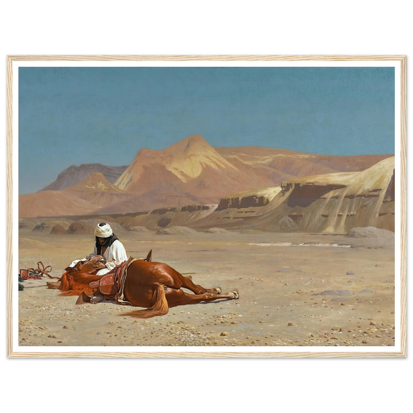 Rider and His Steed In The Desert Art Print | Jean Leon Gerome - Framed Poster - 30x40 cm / 12x16″ - Black frame