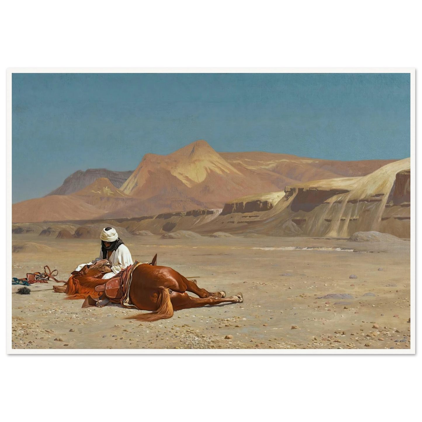 Rider and His Steed In The Desert Art Print | Jean Leon Gerome - Framed Poster - 30x40 cm / 12x16″ - Black frame
