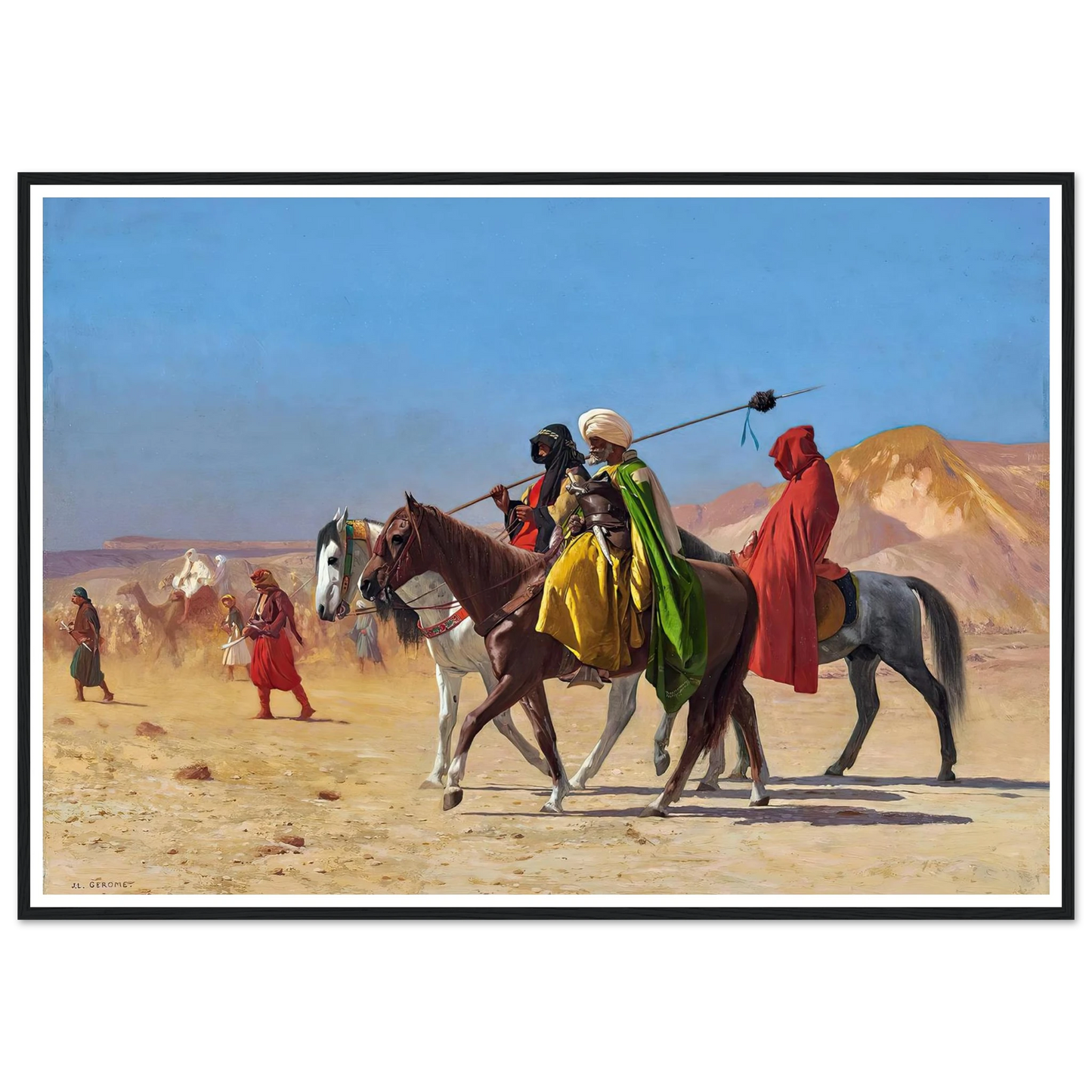 Riders Crossing the Desert (1870) Art Print | Jean Leon Gerome - Framed Poster - 30x40 cm / 12x16″ - Black frame