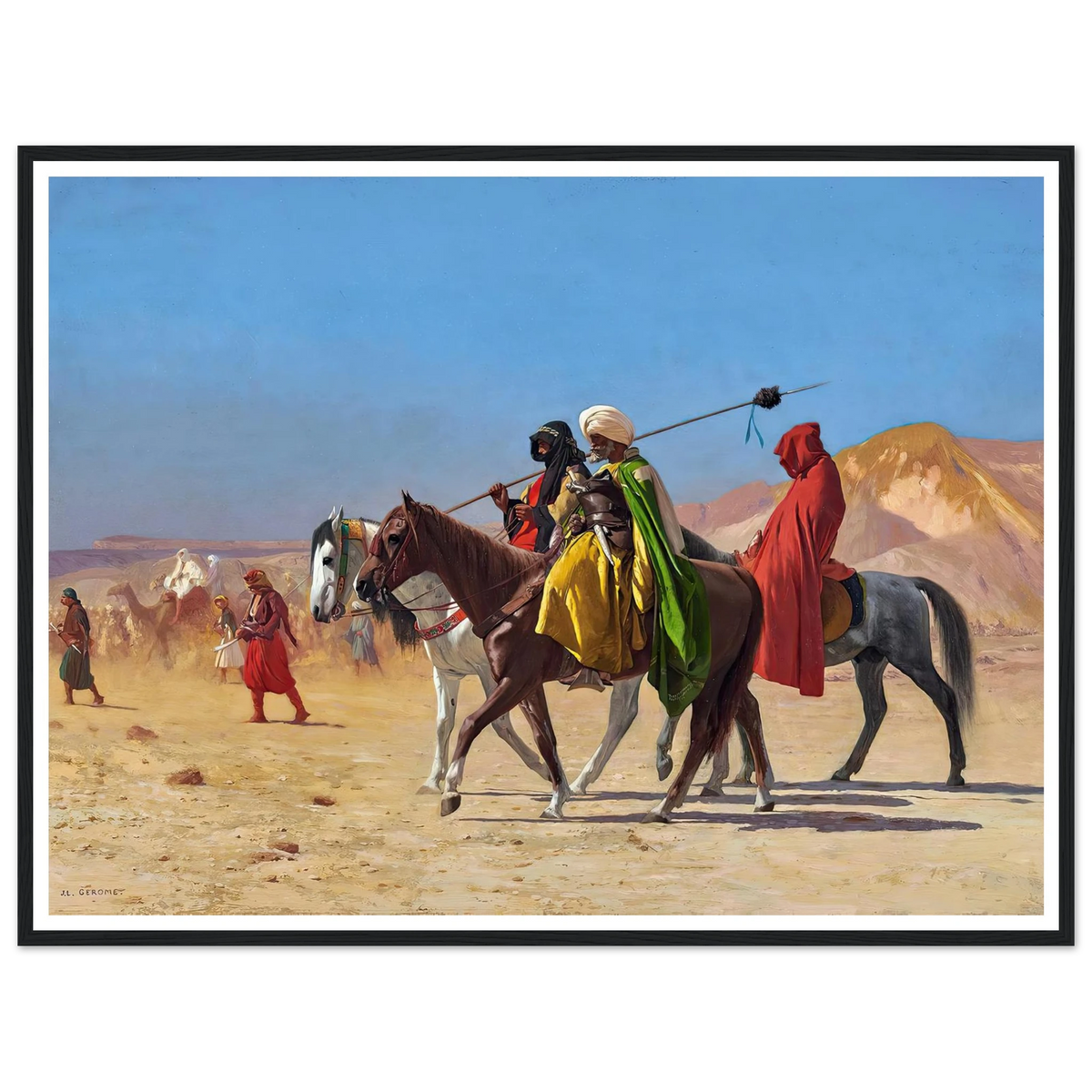 Riders Crossing the Desert (1870) Art Print | Jean Leon Gerome - Framed Poster - 30x40 cm / 12x16″ - Black frame