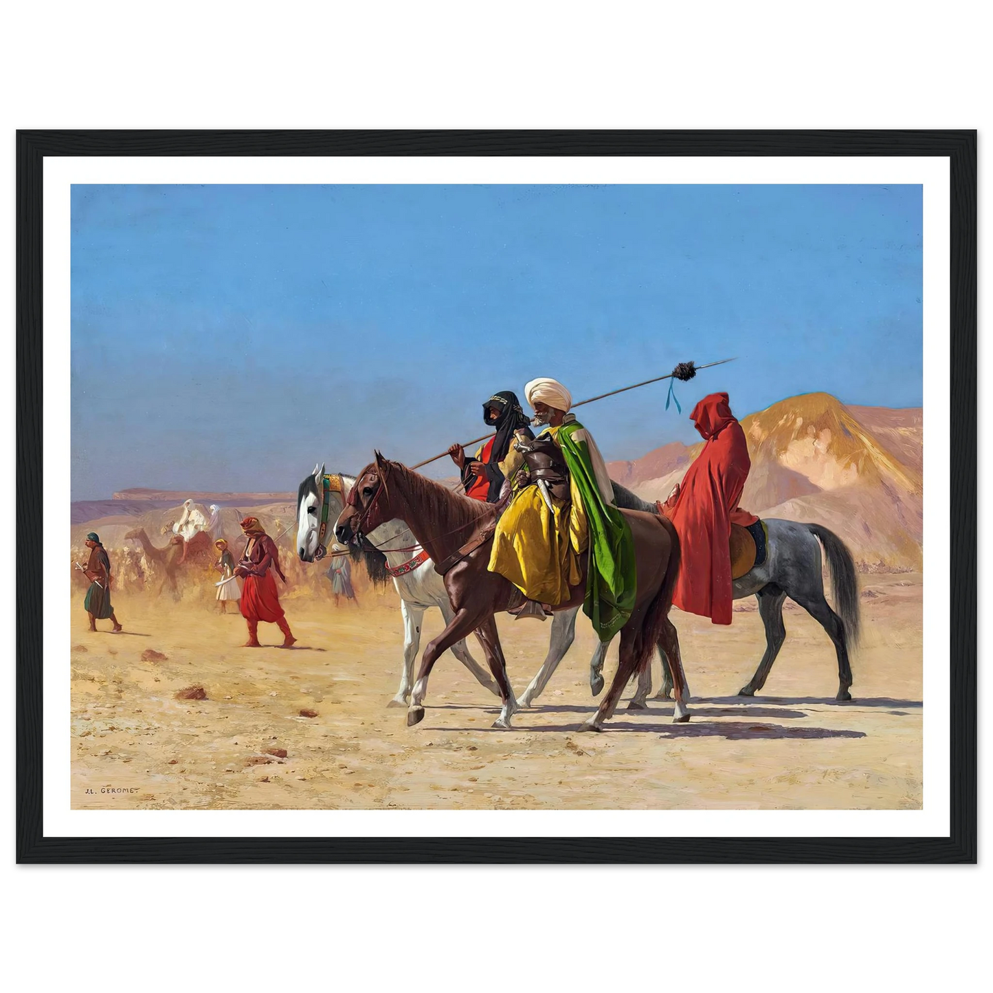 Riders Crossing the Desert (1870) Art Print | Jean Leon Gerome - Framed Poster - 30x40 cm / 12x16″ - Black frame