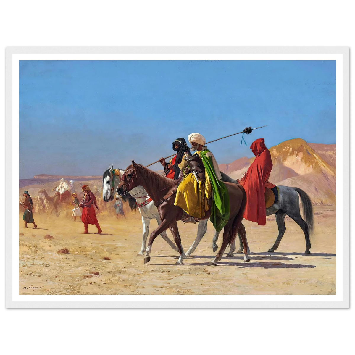 Riders Crossing the Desert (1870) Art Print | Jean Leon Gerome - Framed Poster - 30x40 cm / 12x16″ - Black frame