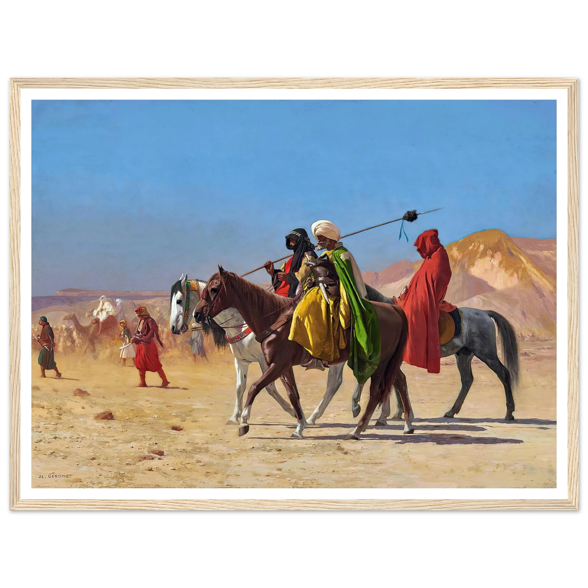 Riders Crossing the Desert (1870) Art Print | Jean Leon Gerome - Framed Poster - 30x40 cm / 12x16″ - Black frame