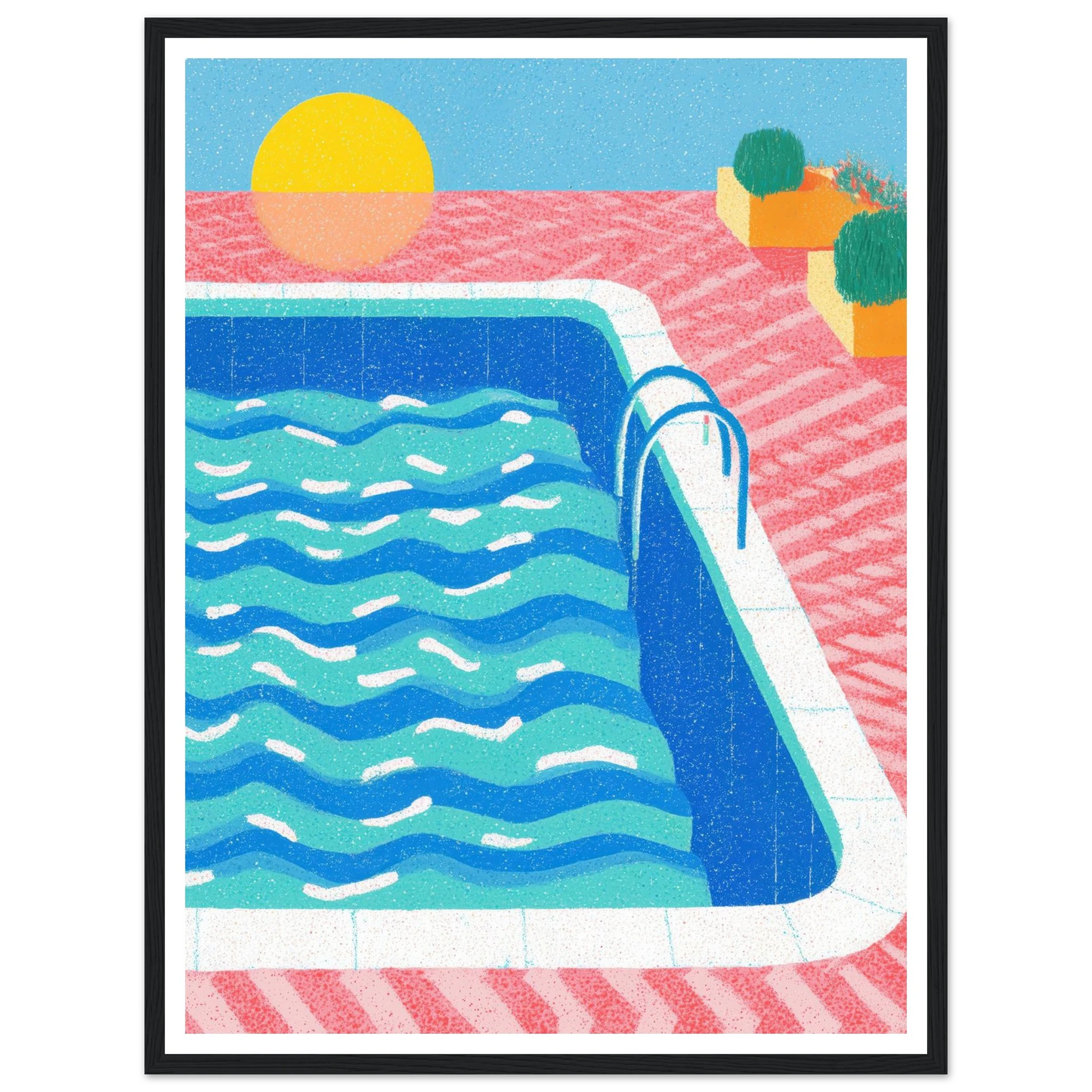 Ripples and Pink Mesh - Framed Poster - 30x40 cm / 12x16″ - Black frame