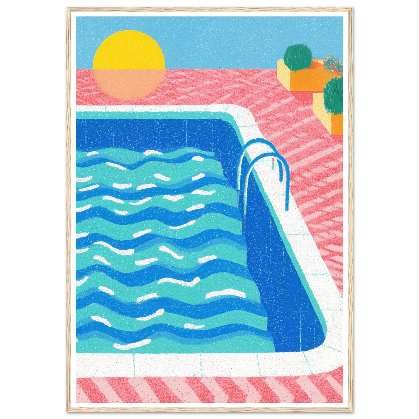 Ripples and Pink Mesh - Framed Poster - 30x40 cm / 12x16″ - Black frame