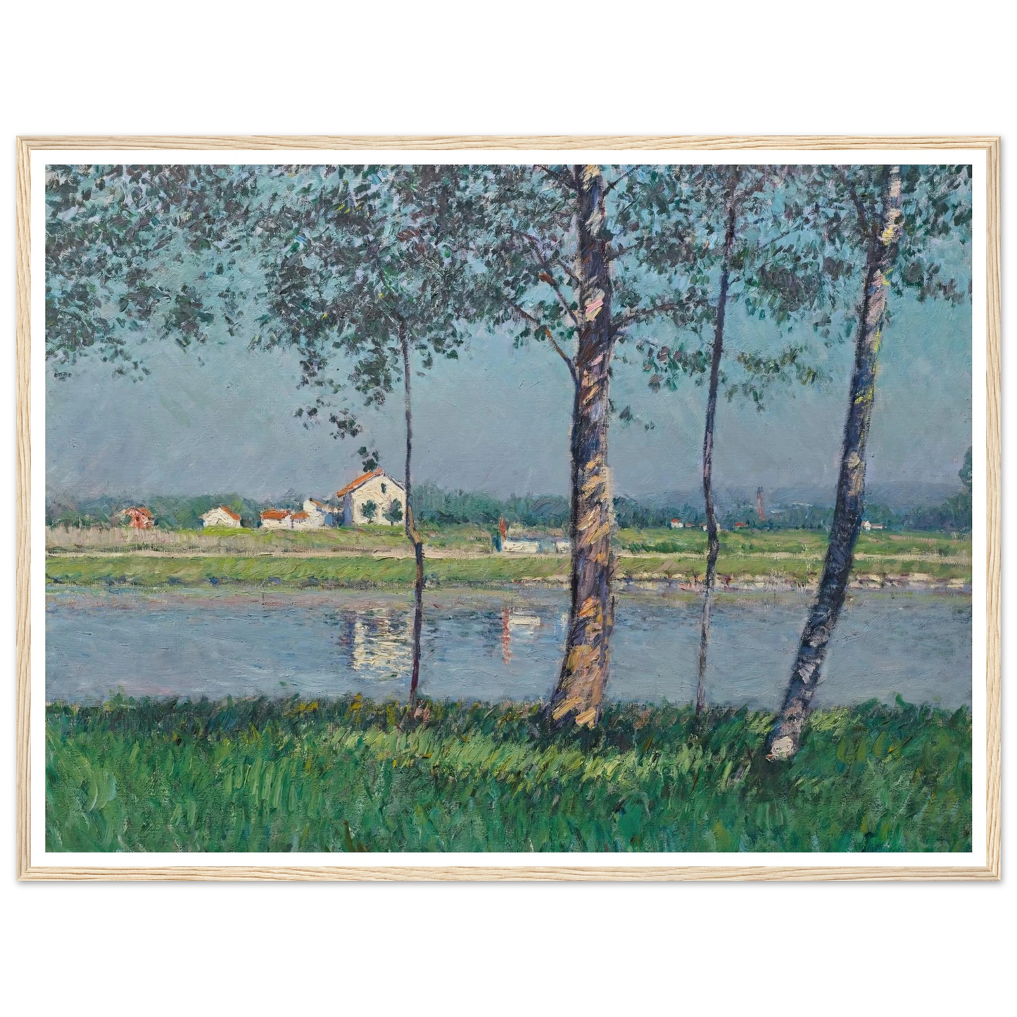 Rive de la Seine au Petit-Gennevilliers (circa 1888) Art Print | Gustave Caillebotte - Framed Poster - 30x40 cm / 12x16″ - Black frame