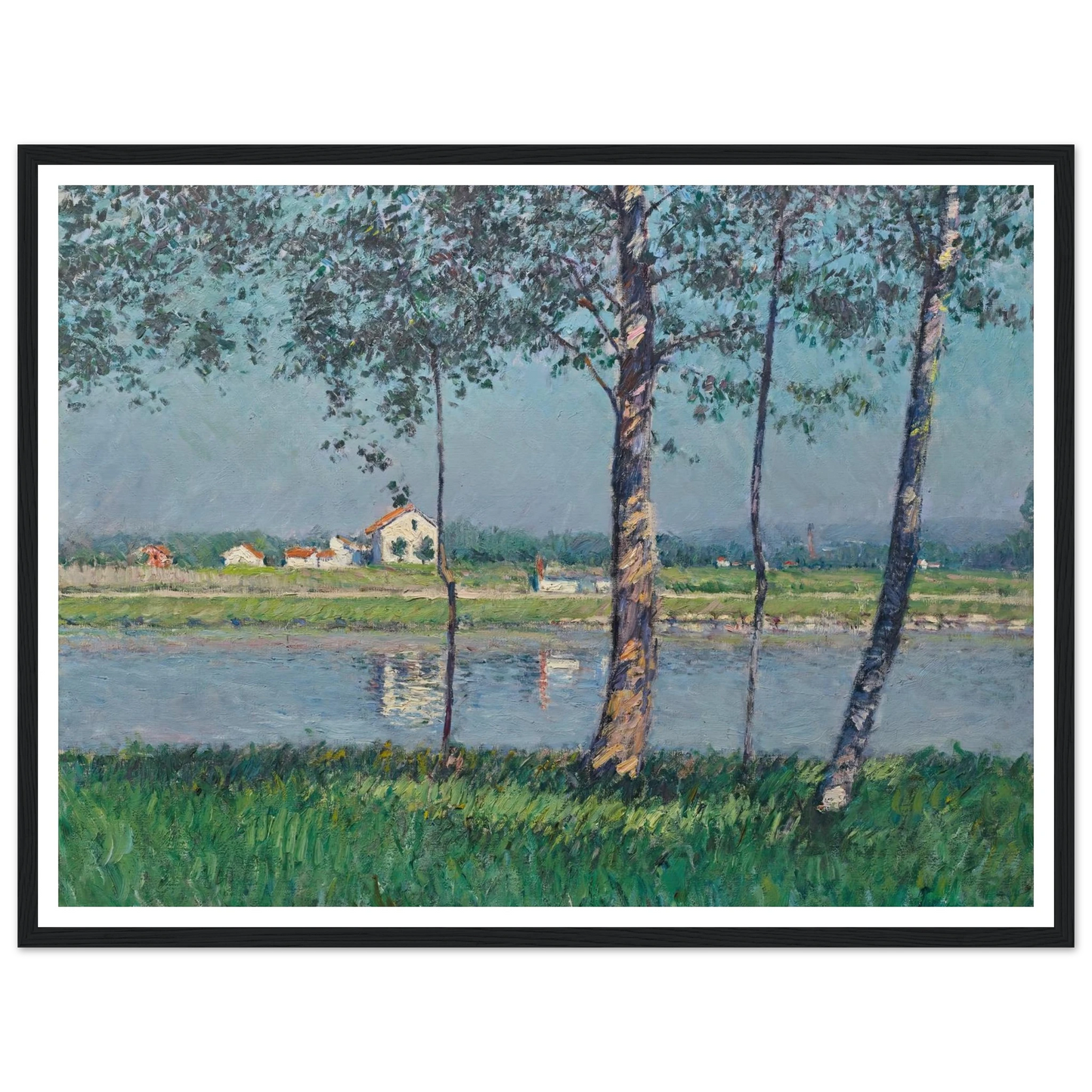 Rive de la Seine au Petit-Gennevilliers (circa 1888) Art Print | Gustave Caillebotte - Framed Poster - 30x40 cm / 12x16″ - Black frame