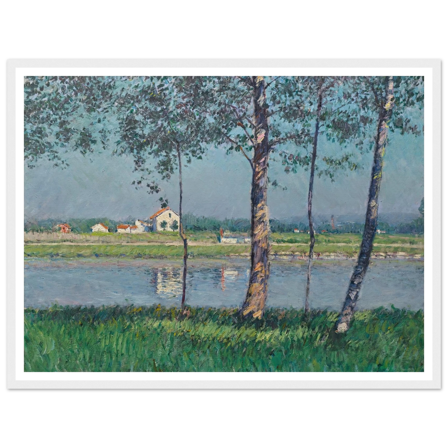 Rive de la Seine au Petit-Gennevilliers (circa 1888) Art Print | Gustave Caillebotte - Framed Poster - 30x40 cm / 12x16″ - Black frame