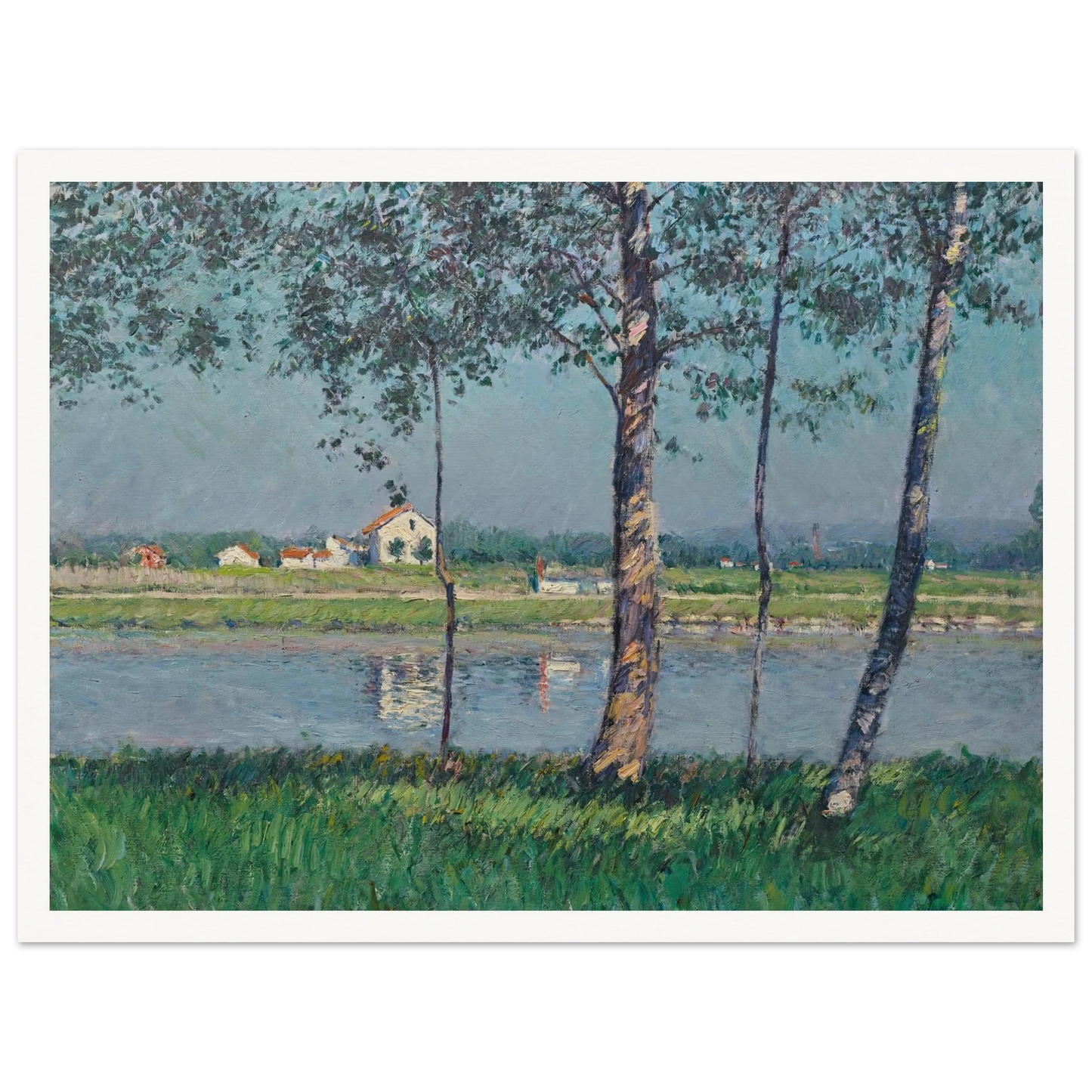 Rive de la Seine au Petit-Gennevilliers (circa 1888) Art Print | Gustave Caillebotte - Framed Poster - 30x40 cm / 12x16″ - Black frame