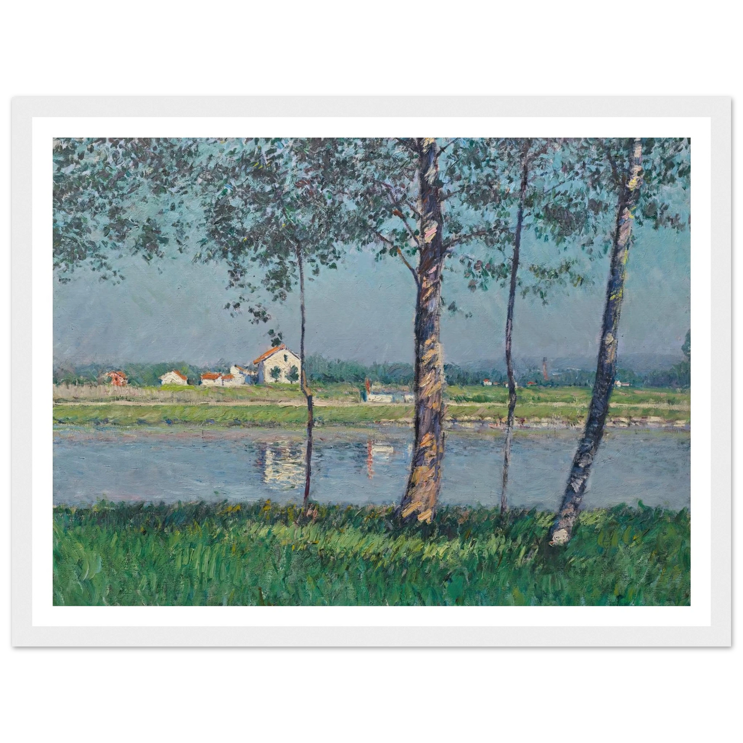 Rive de la Seine au Petit-Gennevilliers (circa 1888) Art Print | Gustave Caillebotte - Framed Poster - 30x40 cm / 12x16″ - Black frame