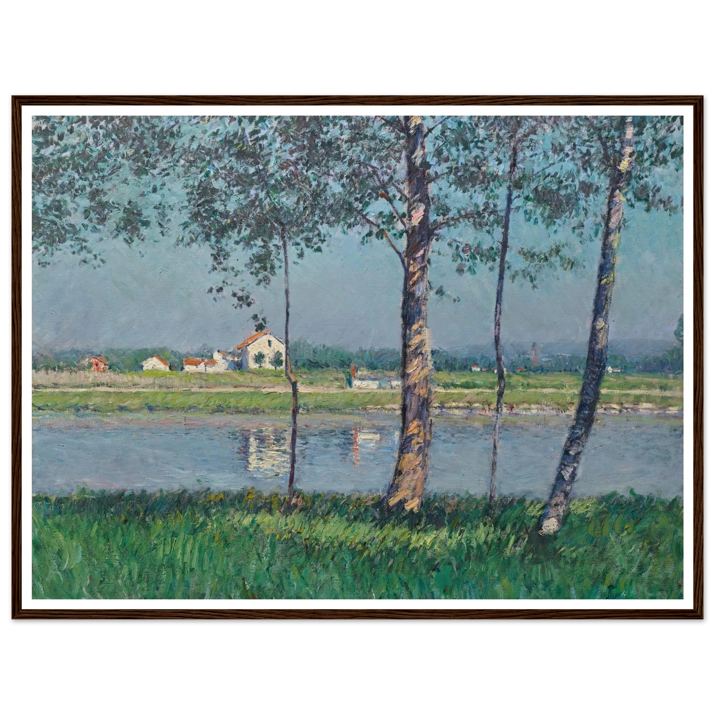 Rive de la Seine au Petit-Gennevilliers (circa 1888) Art Print | Gustave Caillebotte - Framed Poster - 30x40 cm / 12x16″ - Black frame