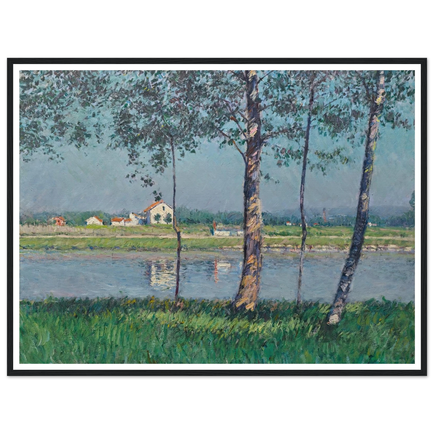 Rive de la Seine au Petit-Gennevilliers (circa 1888) Art Print | Gustave Caillebotte - Framed Poster - 30x40 cm / 12x16″ - Black frame