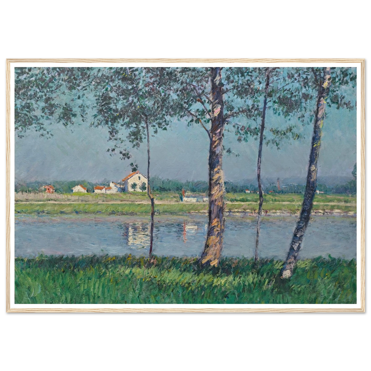Rive de la Seine au Petit-Gennevilliers (circa 1888) Art Print | Gustave Caillebotte - Framed Poster - 30x40 cm / 12x16″ - Black frame