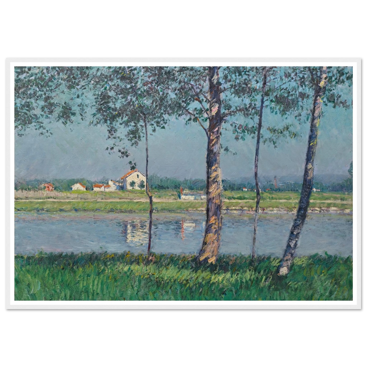 Rive de la Seine au Petit-Gennevilliers (circa 1888) Art Print | Gustave Caillebotte - Framed Poster - 30x40 cm / 12x16″ - Black frame