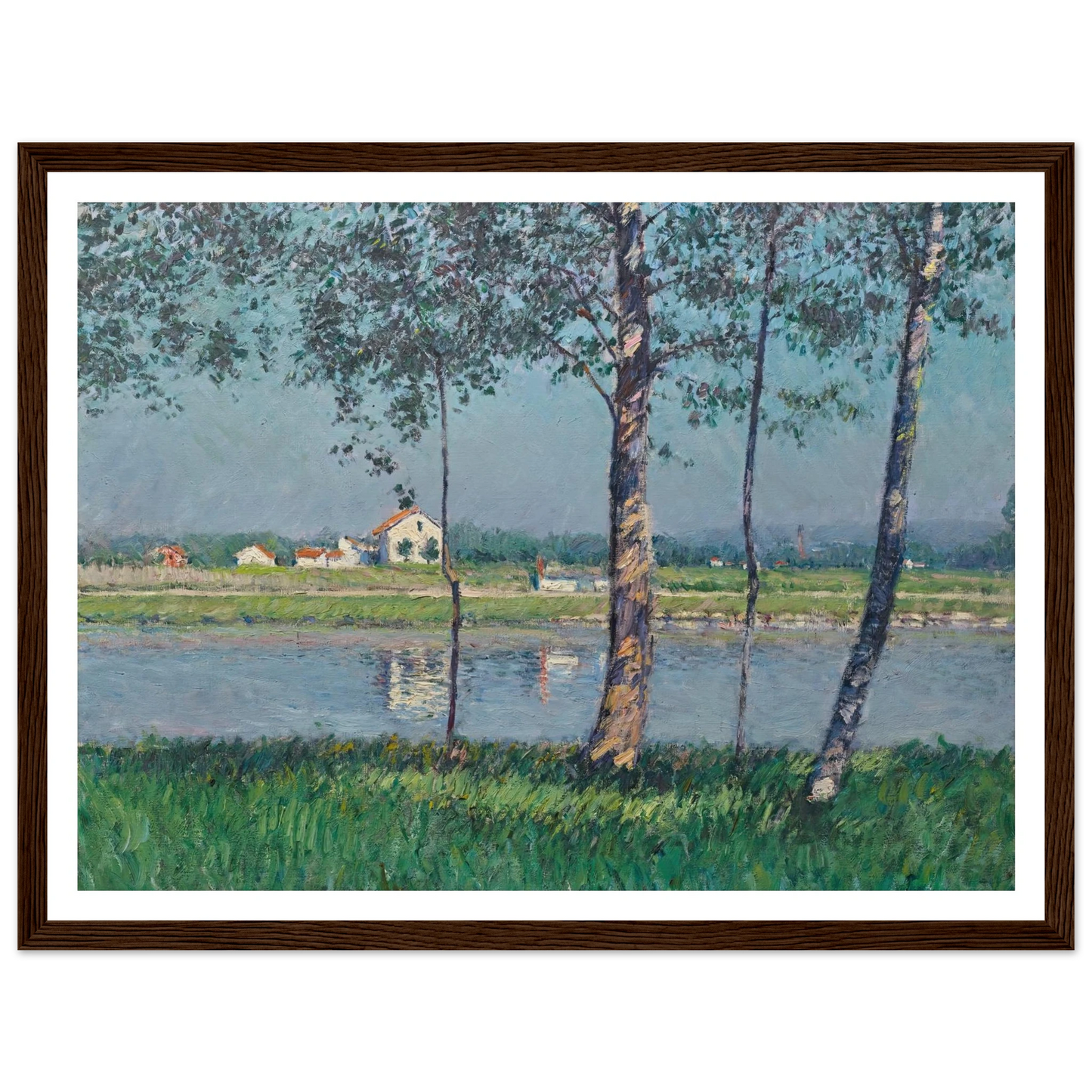 Rive de la Seine au Petit-Gennevilliers (circa 1888) Art Print | Gustave Caillebotte - Framed Poster - 30x40 cm / 12x16″ - Black frame