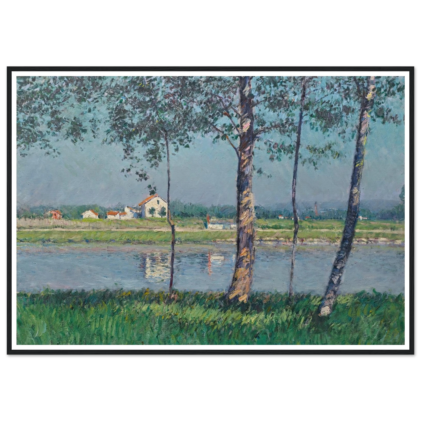 Rive de la Seine au Petit-Gennevilliers (circa 1888) Art Print | Gustave Caillebotte - Framed Poster - 30x40 cm / 12x16″ - Black frame