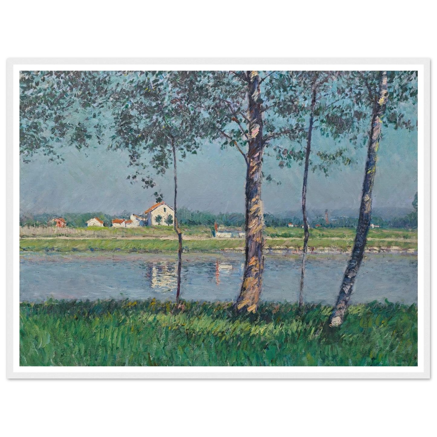 Rive de la Seine au Petit-Gennevilliers (circa 1888) Art Print | Gustave Caillebotte - Framed Poster - 30x40 cm / 12x16″ - Black frame
