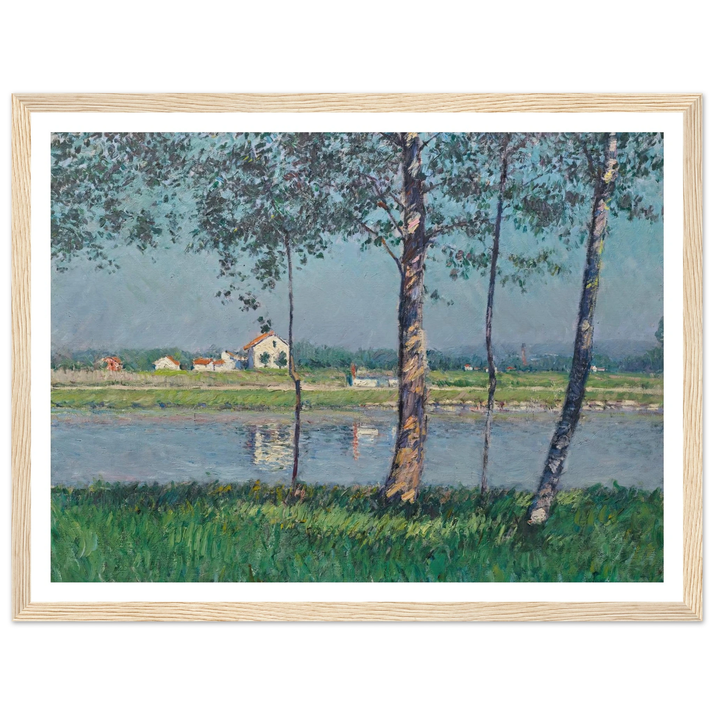 Rive de la Seine au Petit-Gennevilliers (circa 1888) Art Print | Gustave Caillebotte - Framed Poster - 30x40 cm / 12x16″ - Black frame