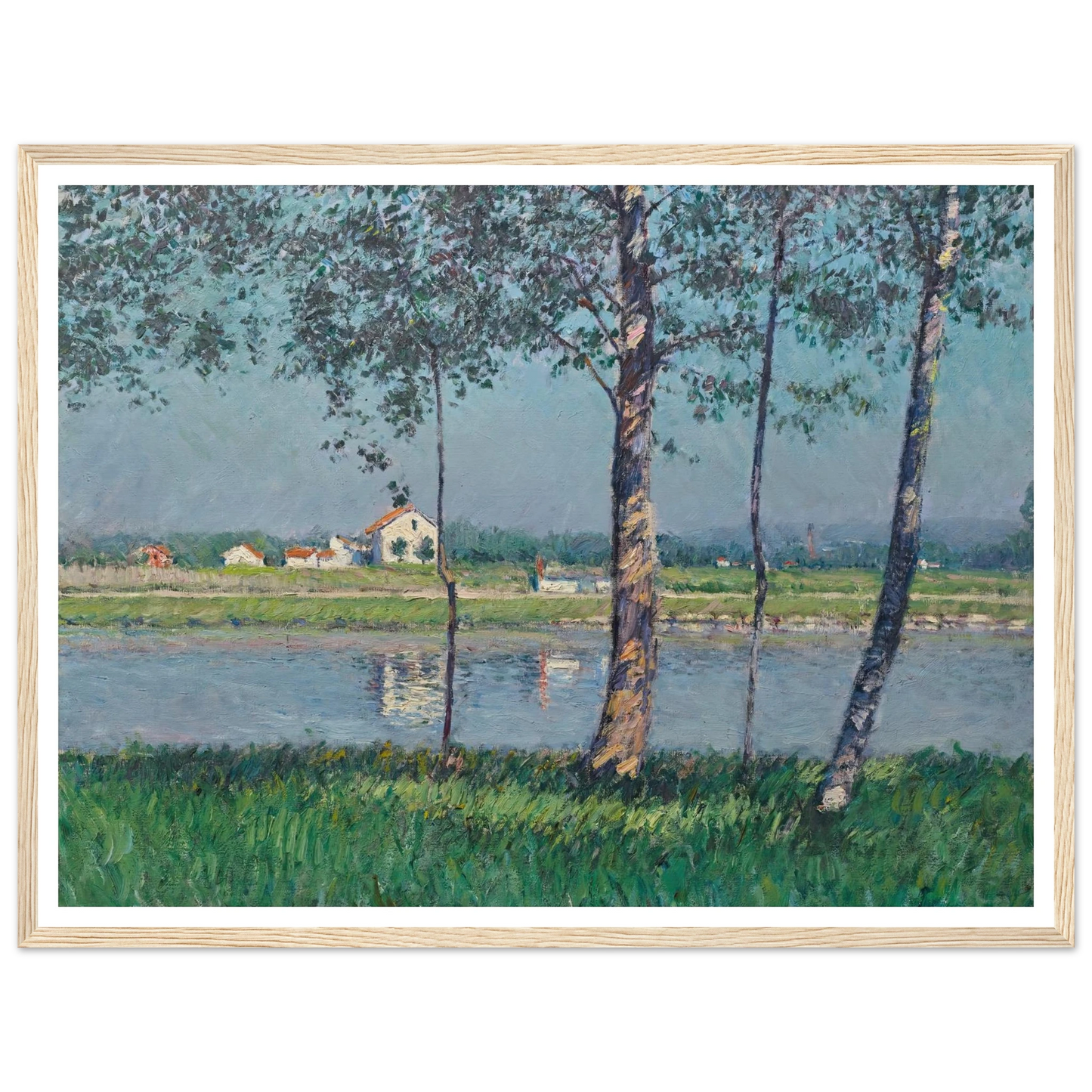 Rive de la Seine au Petit-Gennevilliers (circa 1888) Art Print | Gustave Caillebotte - Framed Poster - 30x40 cm / 12x16″ - Black frame
