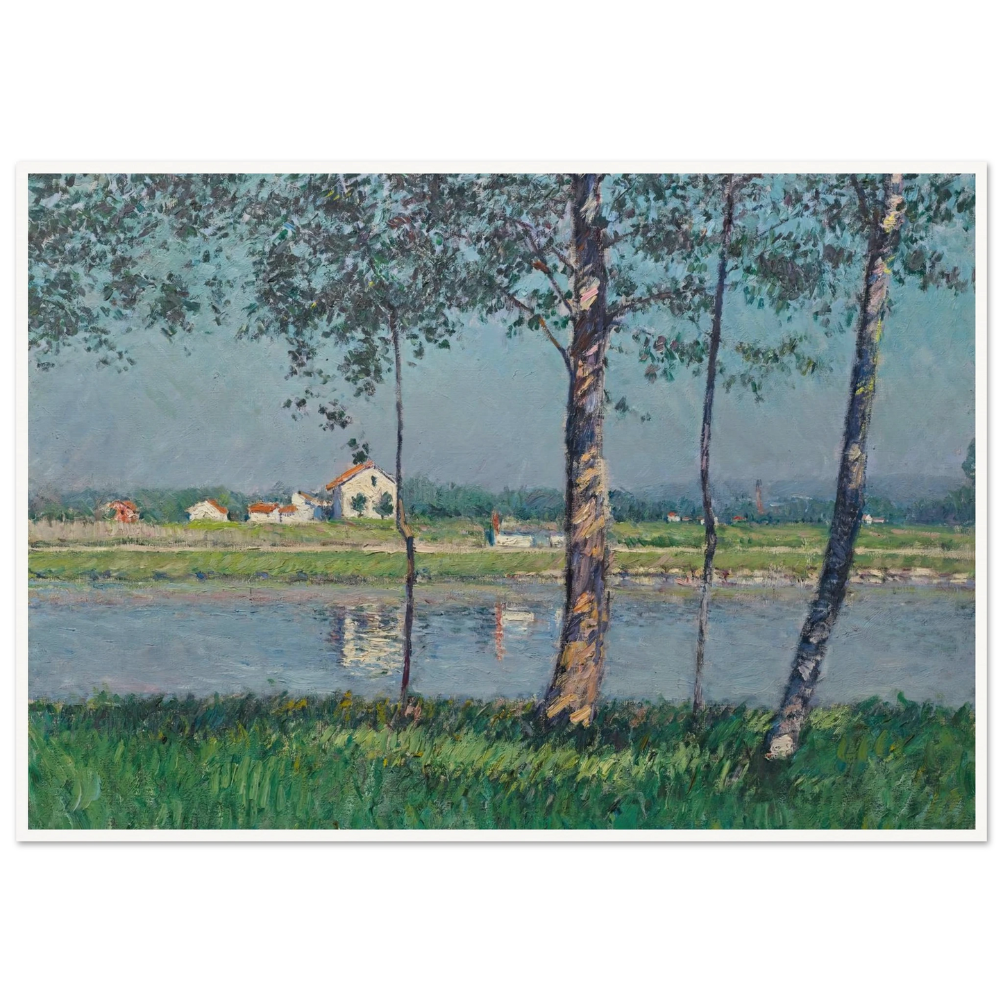 Rive de la Seine au Petit-Gennevilliers (circa 1888) Art Print | Gustave Caillebotte - Framed Poster - 30x40 cm / 12x16″ - Black frame