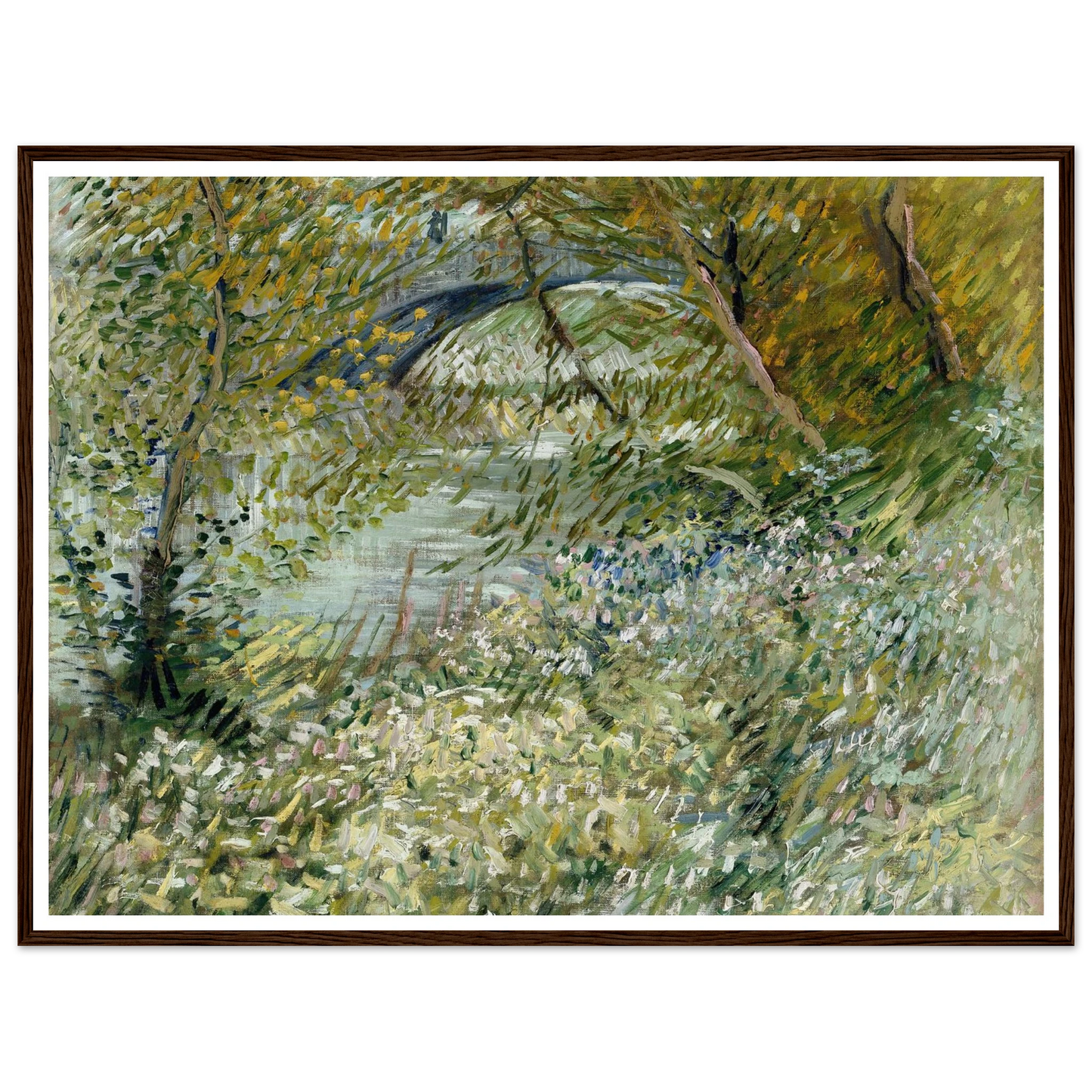 River Bank in Springtime (1887) Art Print | Vincent van Gogh - Framed Poster - 30x40 cm / 12x16″ - Black frame