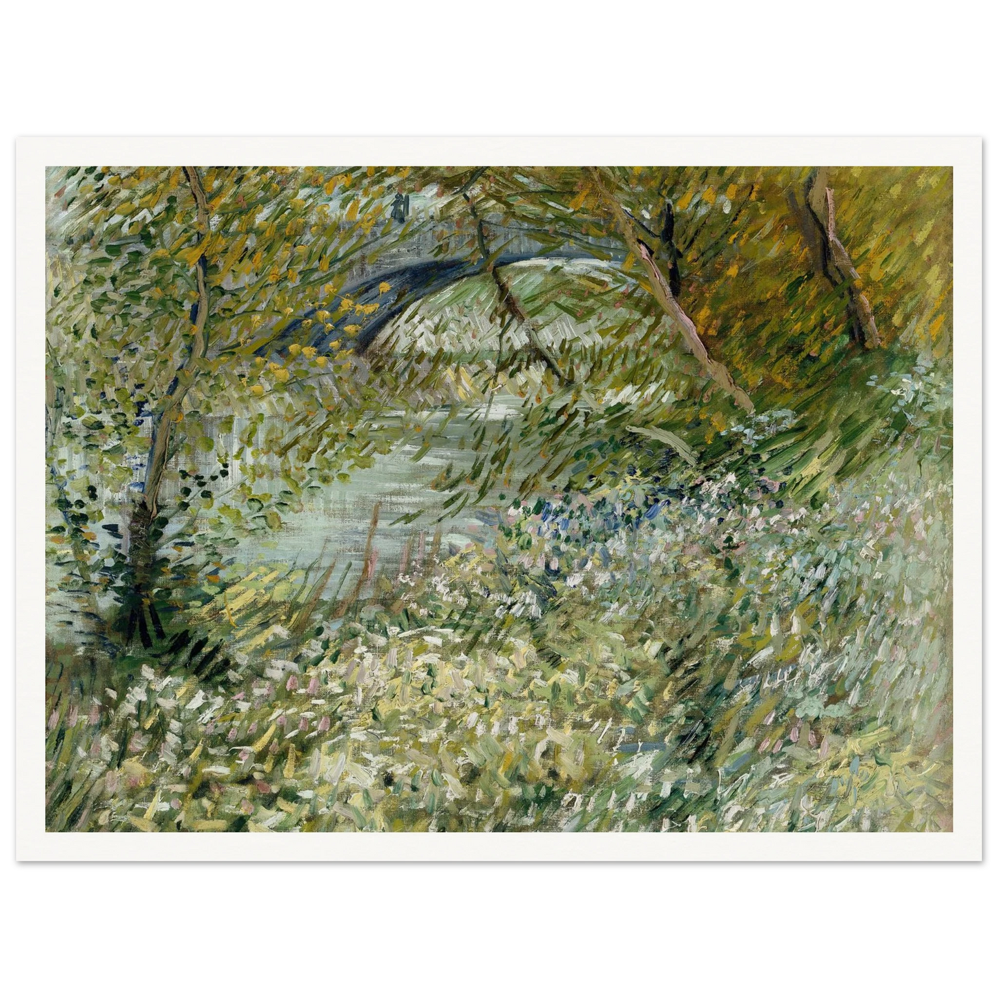 River Bank in Springtime (1887) Art Print | Vincent van Gogh - Framed Poster - 30x40 cm / 12x16″ - Black frame
