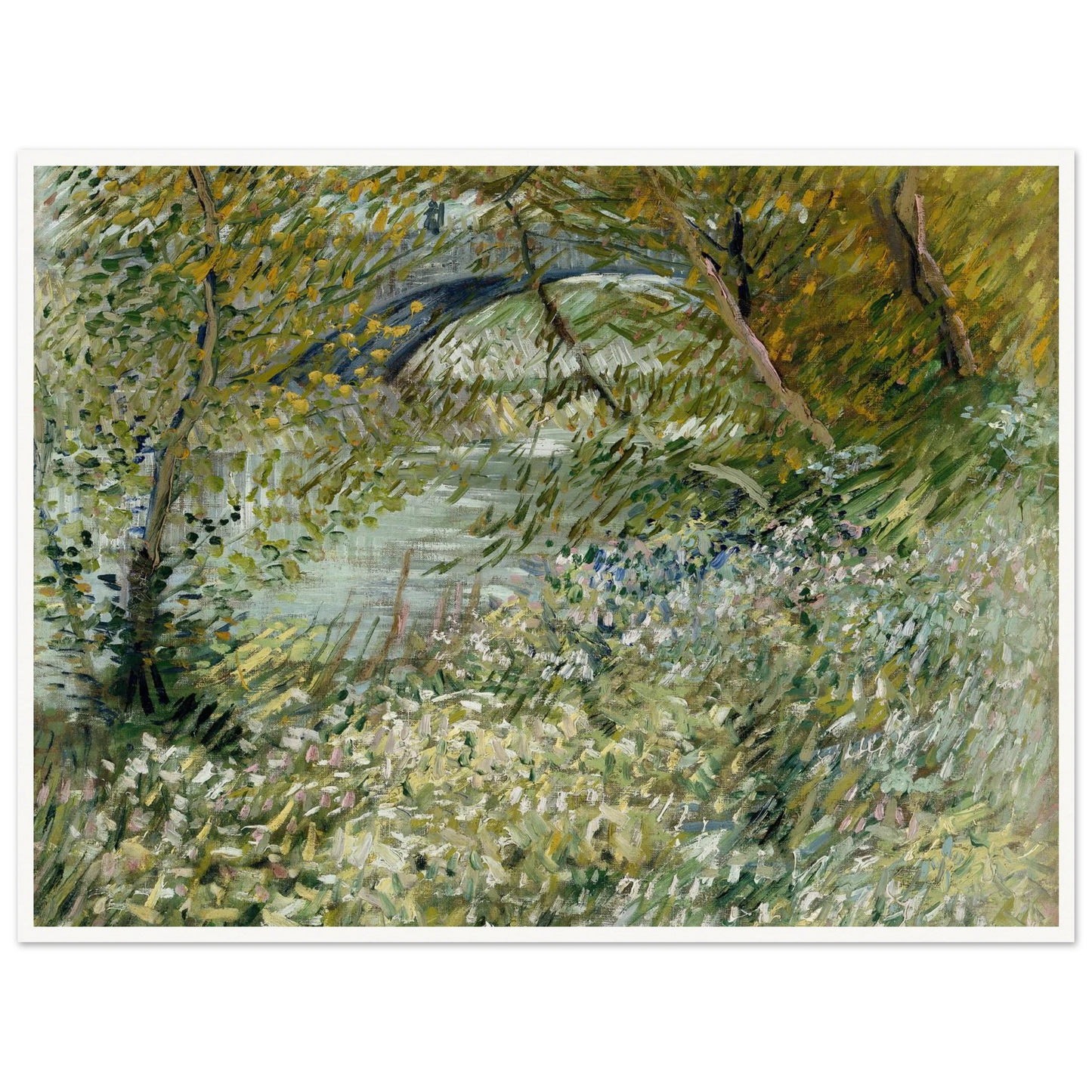 River Bank in Springtime (1887) Art Print | Vincent van Gogh - Framed Poster - 30x40 cm / 12x16″ - Black frame