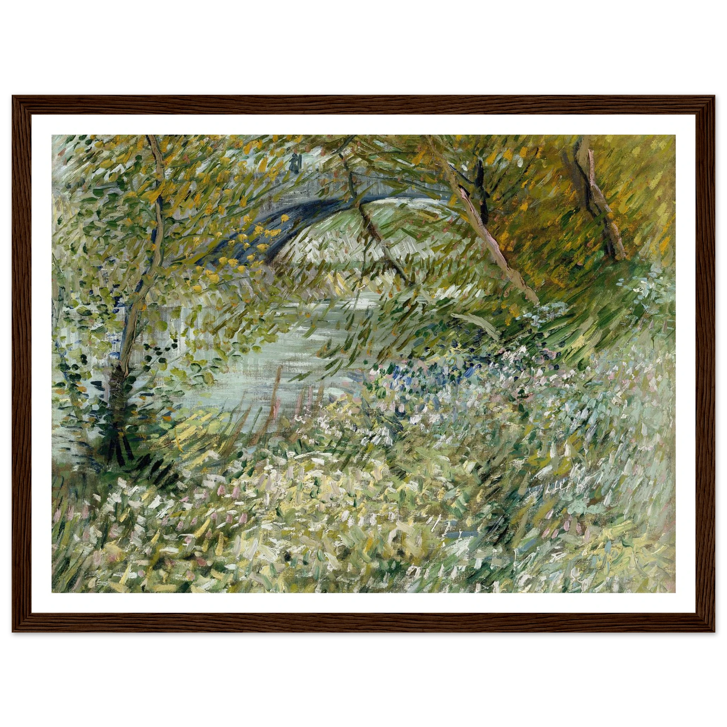 River Bank in Springtime (1887) Art Print | Vincent van Gogh - Framed Poster - 30x40 cm / 12x16″ - Black frame