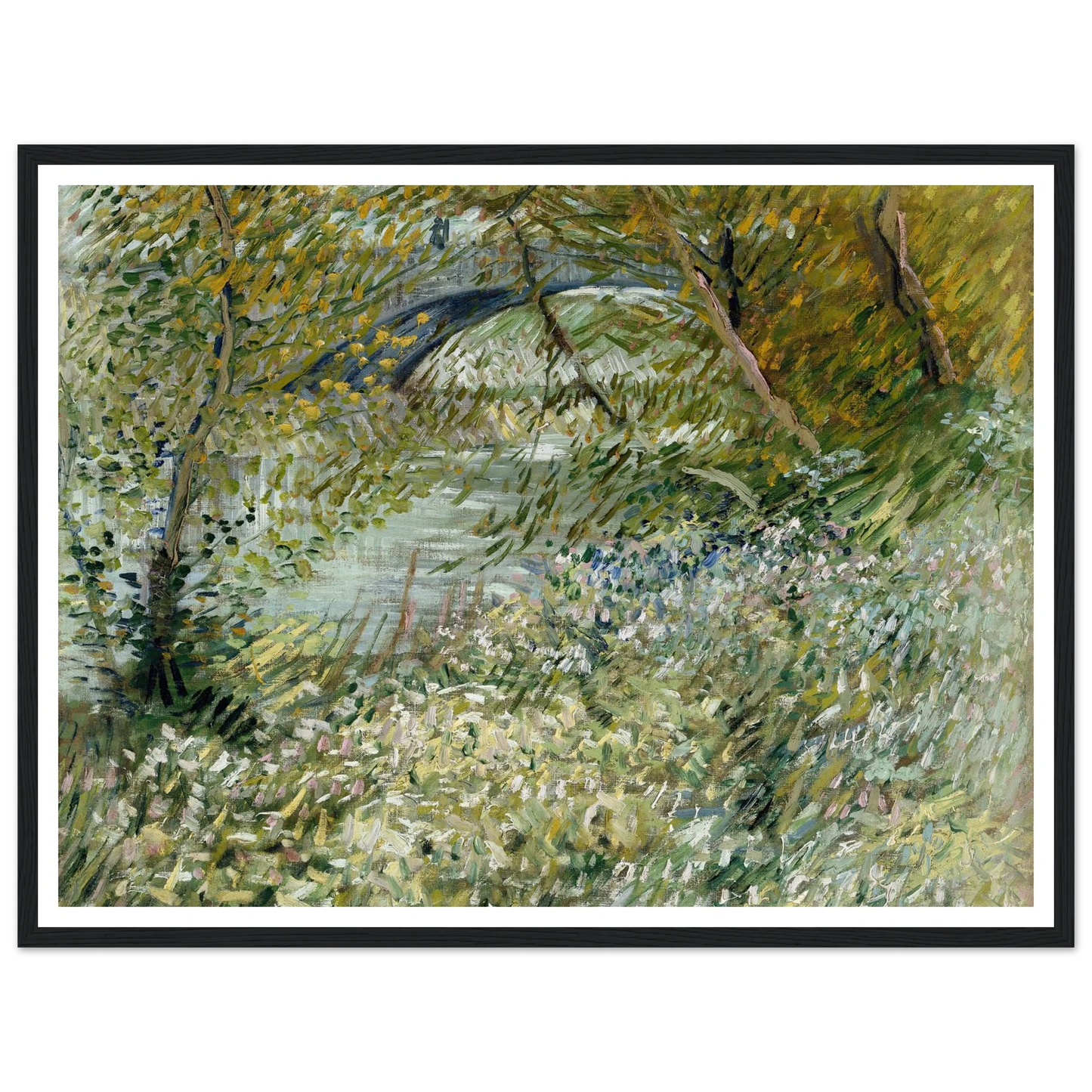River Bank in Springtime (1887) Art Print | Vincent van Gogh - Framed Poster - 30x40 cm / 12x16″ - Black frame