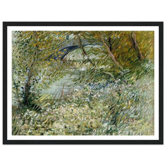 River Bank in Springtime (1887) Art Print | Vincent van Gogh - Framed Poster - 30x40 cm / 12x16″ - Black frame