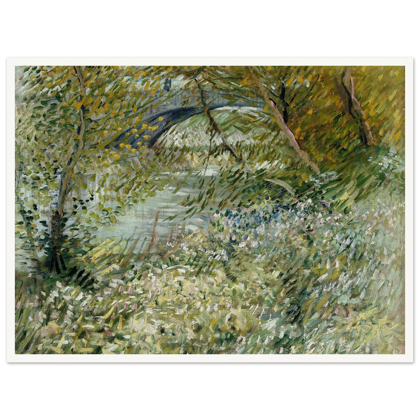 River Bank in Springtime (1887) Art Print | Vincent van Gogh - Framed Poster - 30x40 cm / 12x16″ - Black frame