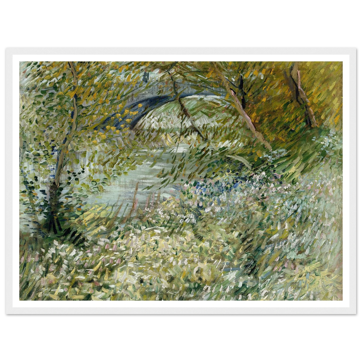 River Bank in Springtime (1887) Art Print | Vincent van Gogh - Framed Poster - 30x40 cm / 12x16″ - Black frame