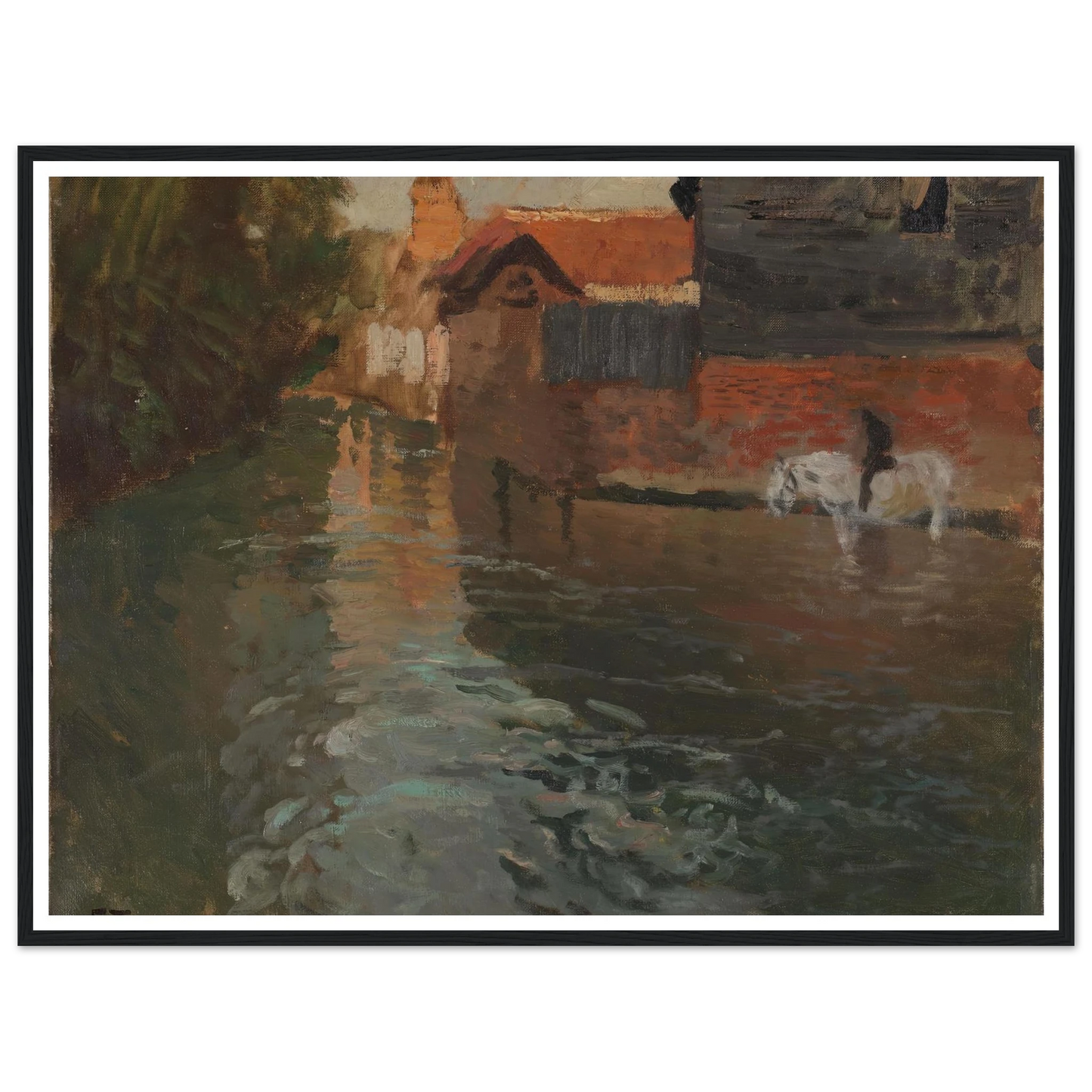 River in northern France (1898) Art Print | Frits Thaulow - Framed Poster - 30x40 cm / 12x16″ - Black frame