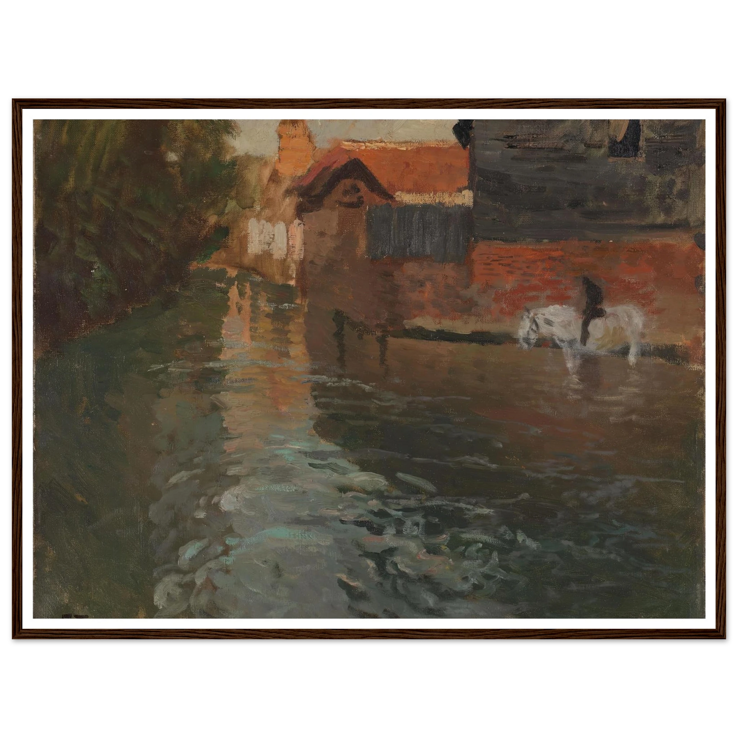 River in northern France (1898) Art Print | Frits Thaulow - Framed Poster - 30x40 cm / 12x16″ - Black frame