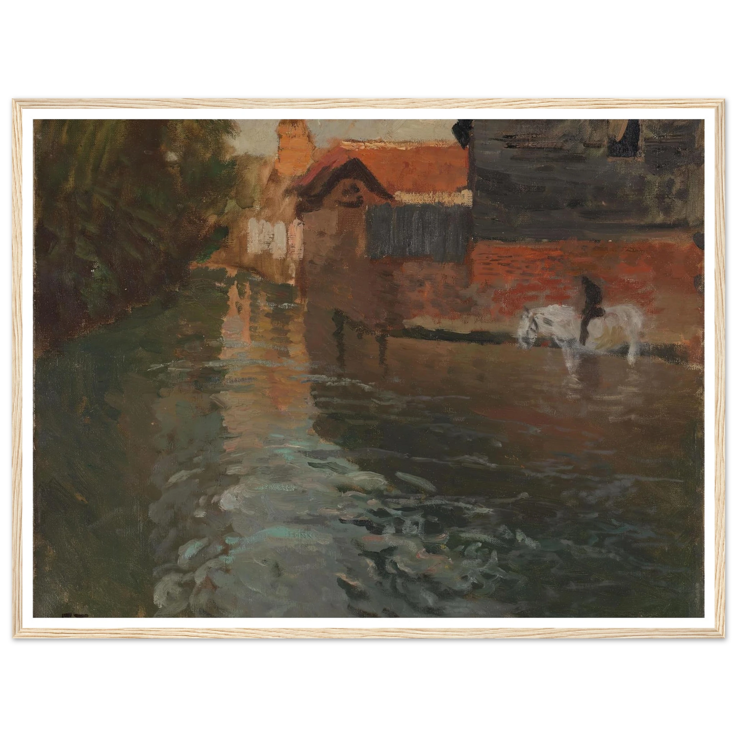 River in northern France (1898) Art Print | Frits Thaulow - Framed Poster - 30x40 cm / 12x16″ - Black frame