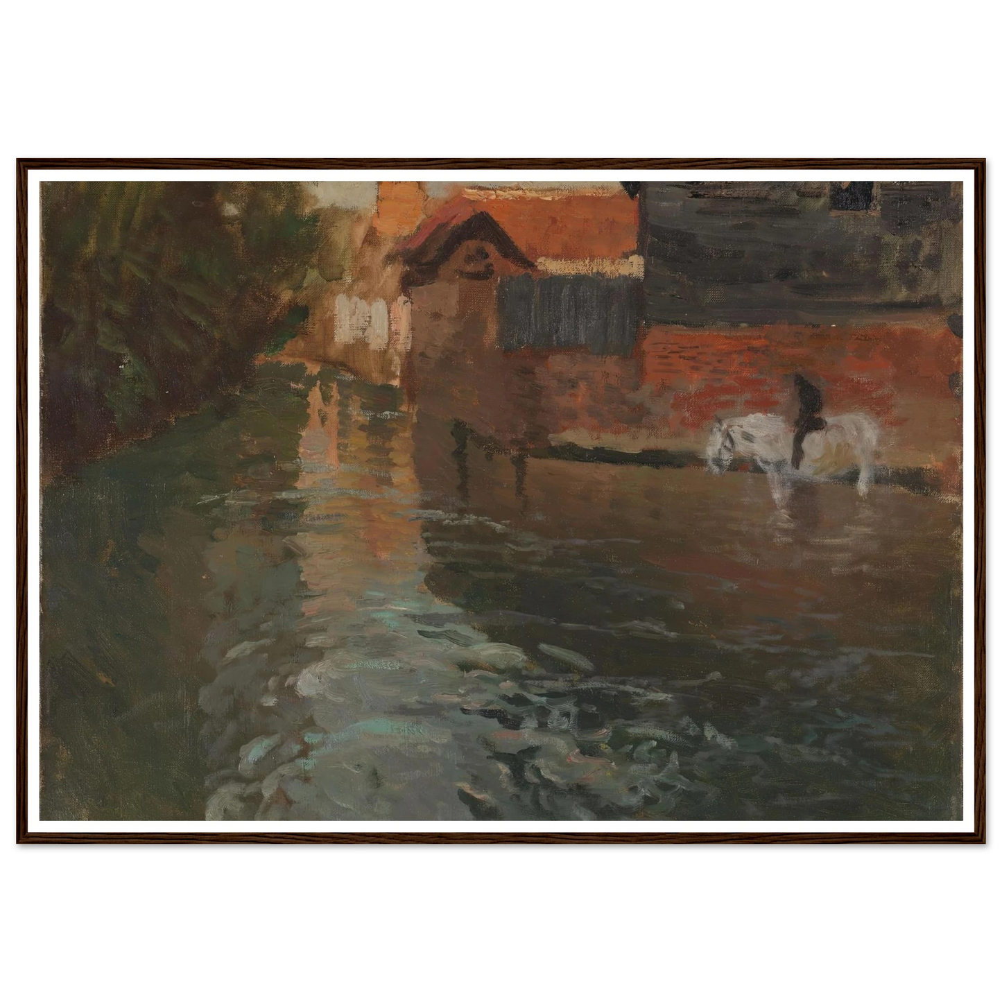 River in northern France (1898) Art Print | Frits Thaulow - Framed Poster - 30x40 cm / 12x16″ - Black frame